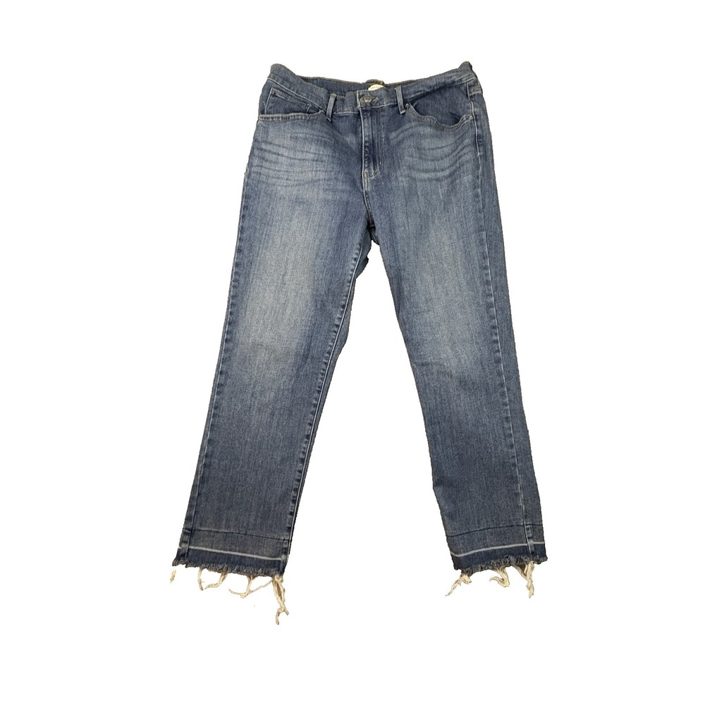 Levi 724 Women's 33.5x25.25 Medium Wash High Rise Raw Hem Cropped Straight Jeans